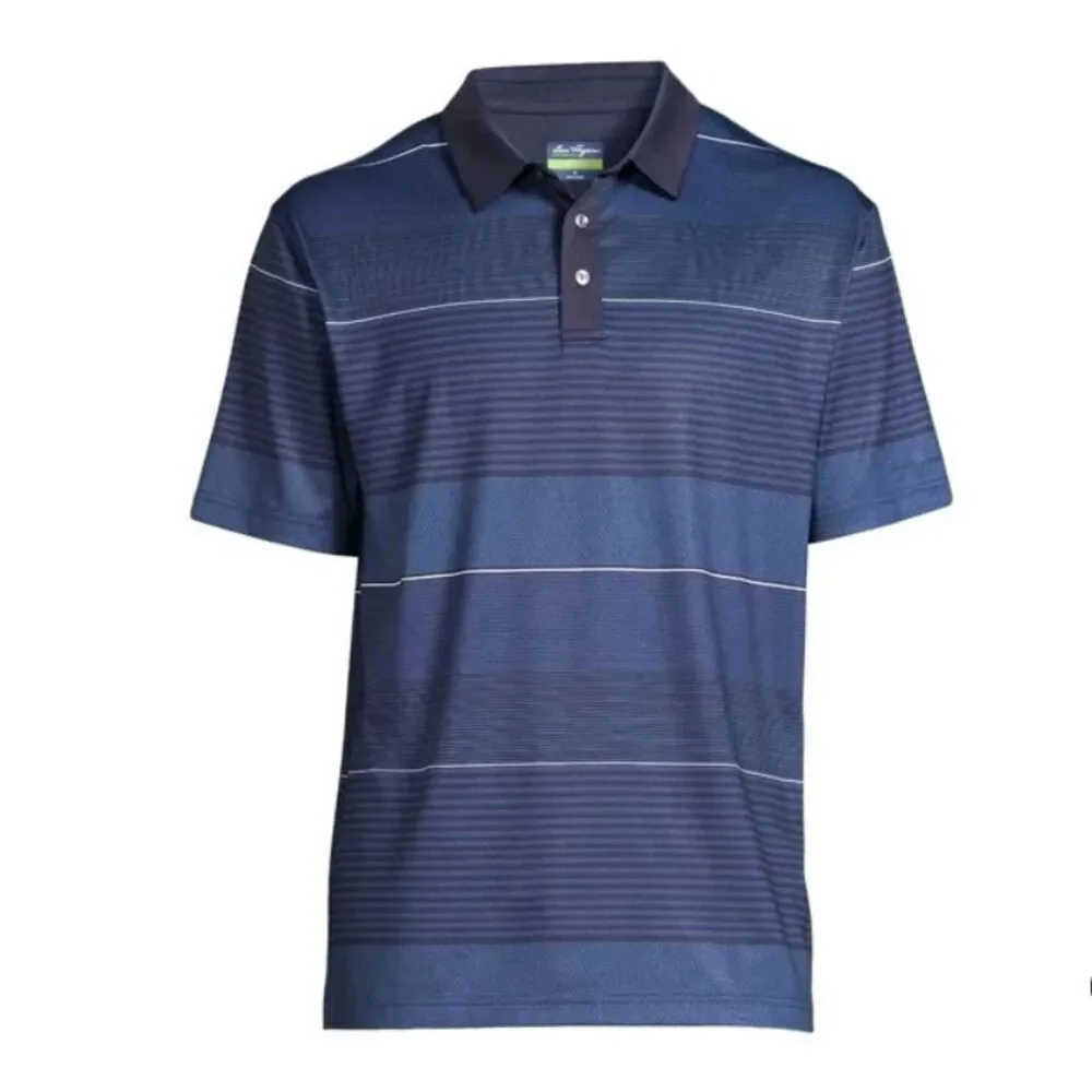 Ben Hogan Men's Navy Herringbone Performance Short Sleeve Golf Polo Size Medium